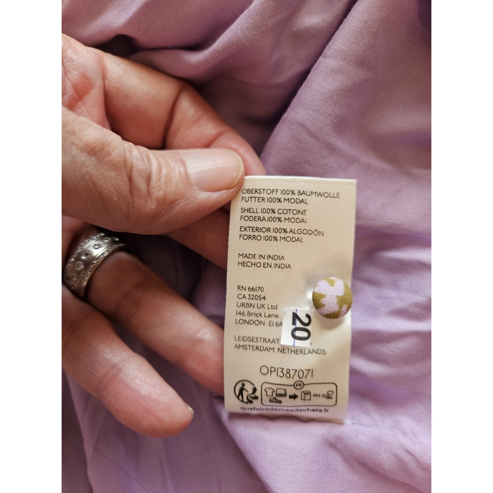 Anthropologie Peregrine Purple Green V-Neck Button Front Smocked Midi Dress 2X - Picture 9 of 10